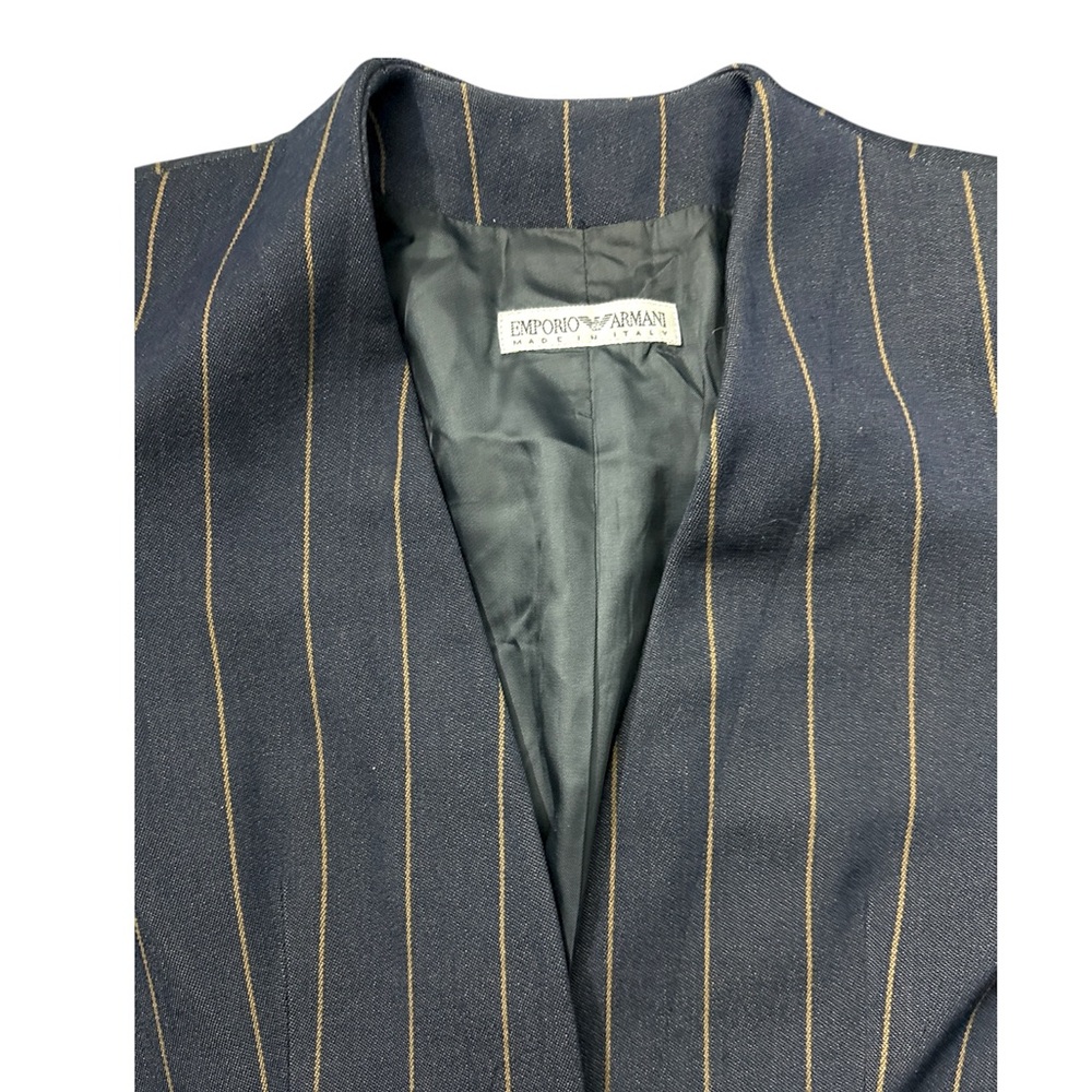 Vintage Emporio Armani Made In Italy Wool Blend Pinstriped Blazer Jacket Size 40 - Picture 2 of 11